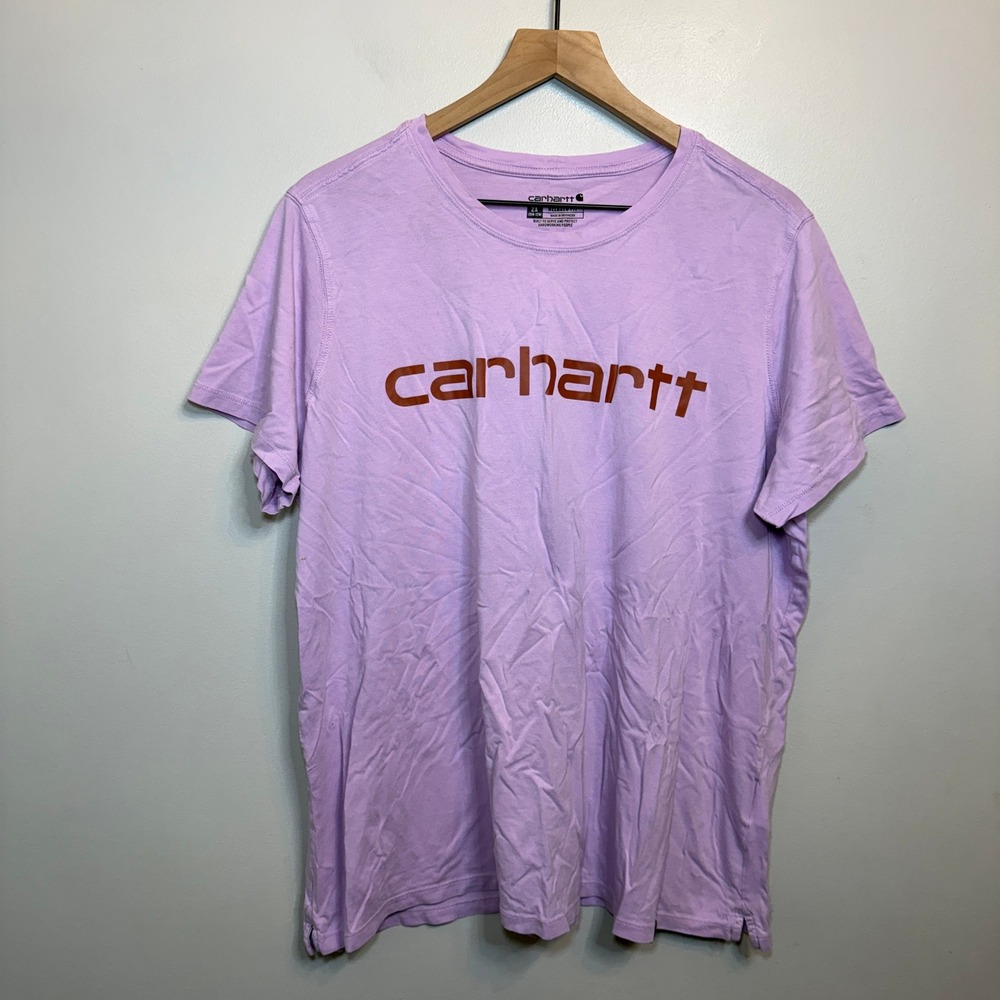 Carhartt Women's Relaxed Fit Graphic T-Shirt Lavender Purple Logo Size 2X